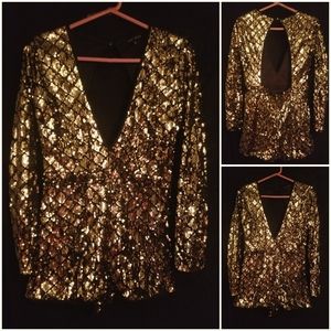 Gold sequin romper